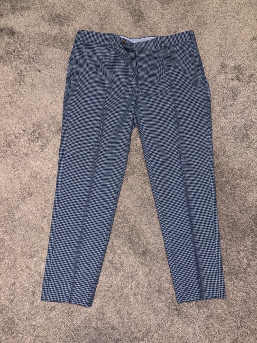 Men's Navy Micro-Check Dress Pants